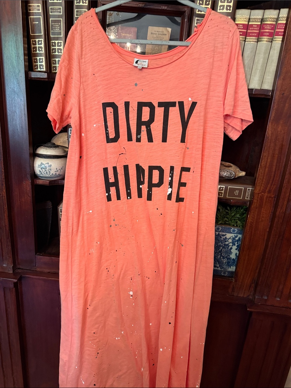Jaded Gypsy.  Dirty Hippie Coral Graphic Maxi Dress.  New great for summer